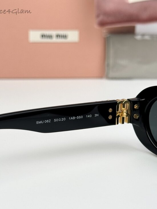 Miu Miu Women Sunglasses Black Grey Oval MU06ZS GLIMPSE 1AB5S0 NEW AUTHENTIC main image 5